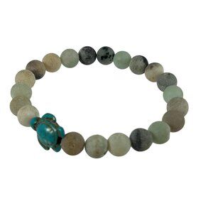 Matte Stone Sea Turtle Stretch Bracelet Faux Turquoise Ocean Beach Aquatic